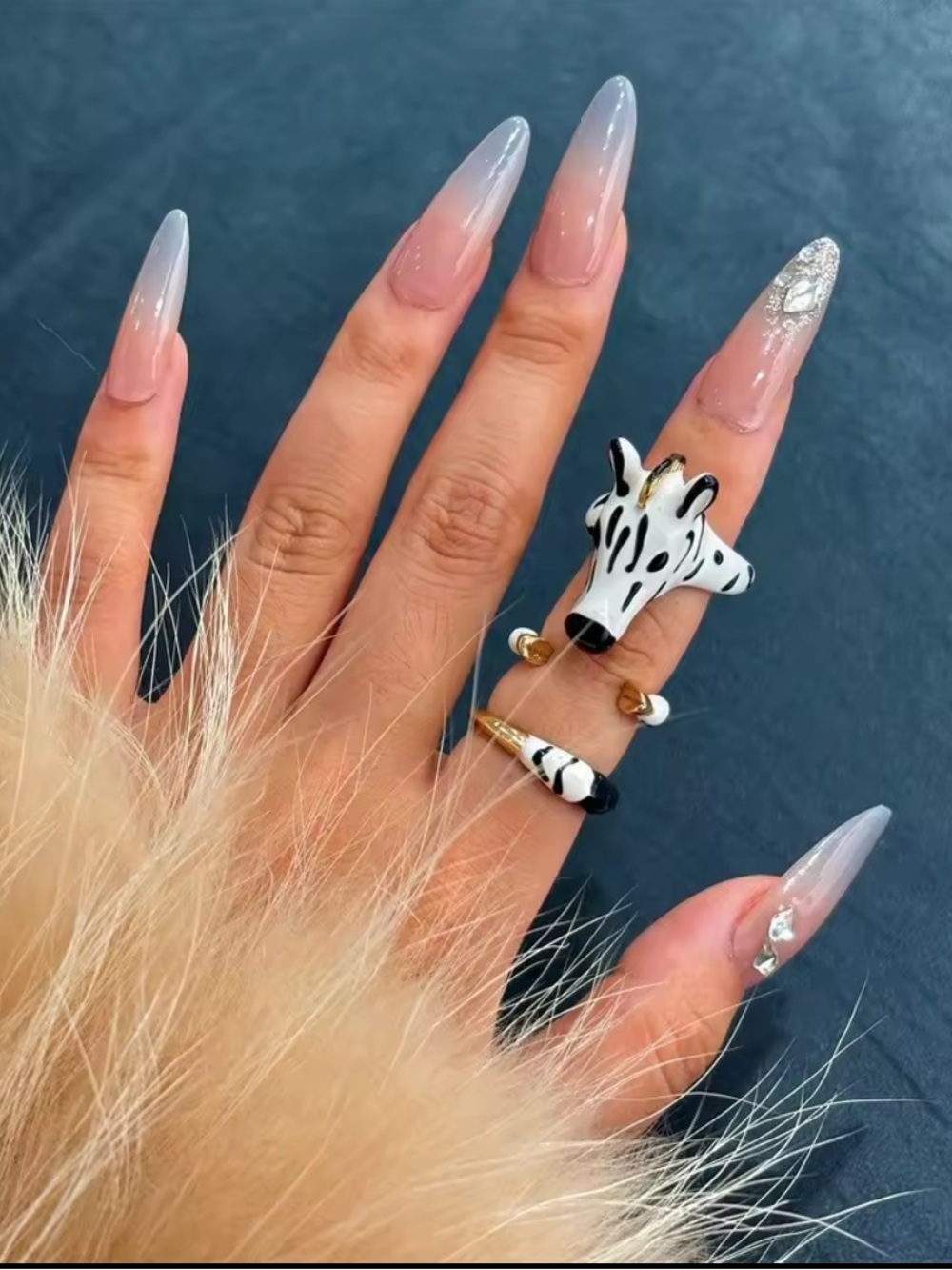 Zebra 3-Piece Statement Ring Set